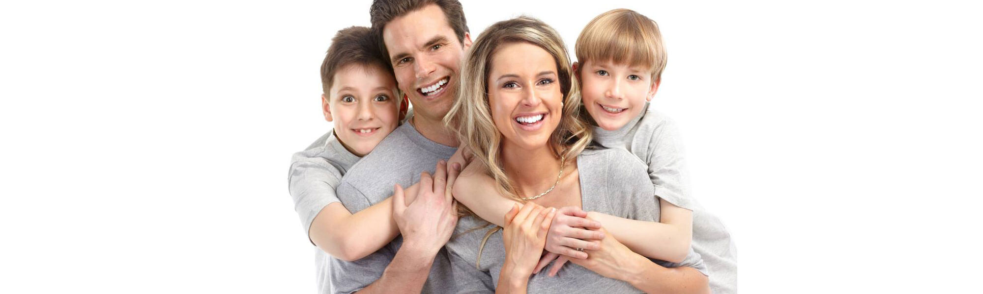 Family on a white background